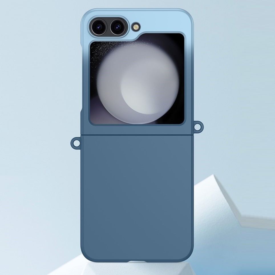 SAMSUNG 三星 Galaxy Z Flip 5 5G 皮膚紋理超薄手機殼,內置掛繩孔,Z Flip5 時尚變色保護
