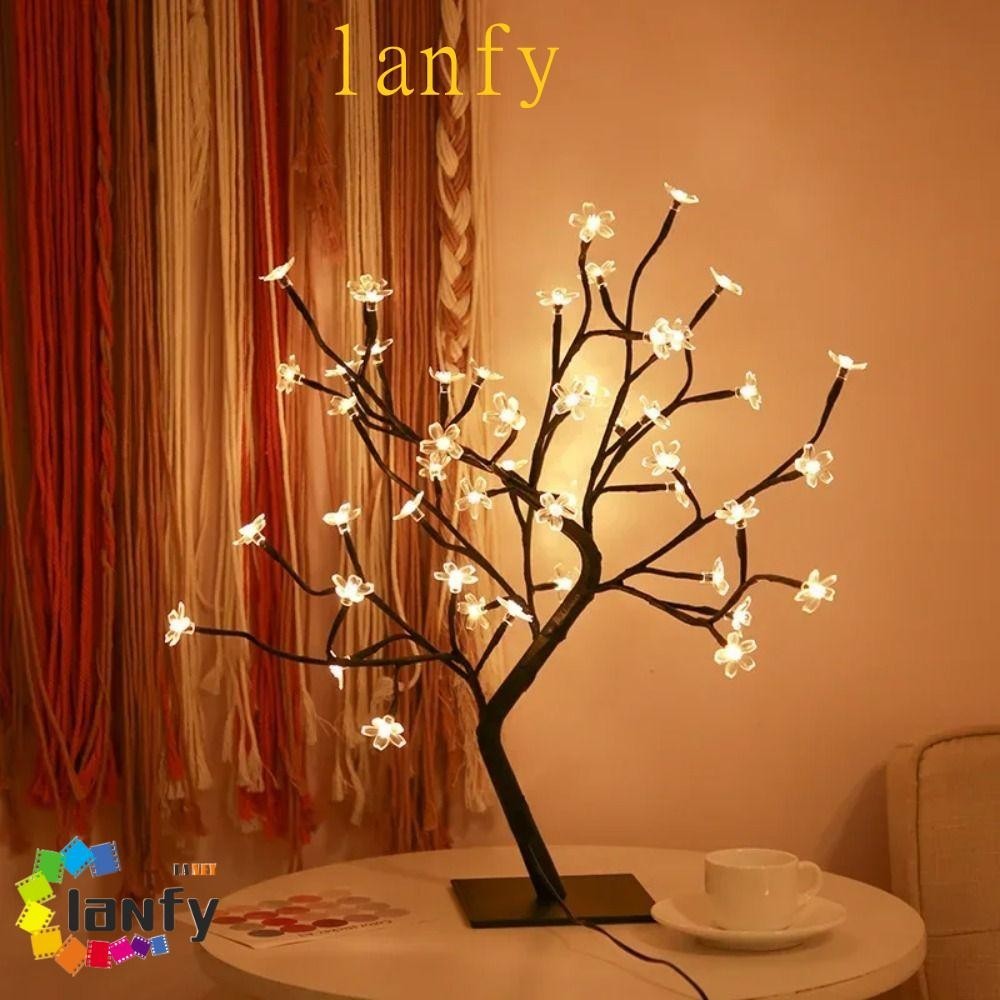 LANFY盆景樹夜燈:,USB供電創意櫻花樹光,人造花24/48led精緻氛圍燈家庭聚會聖誕節