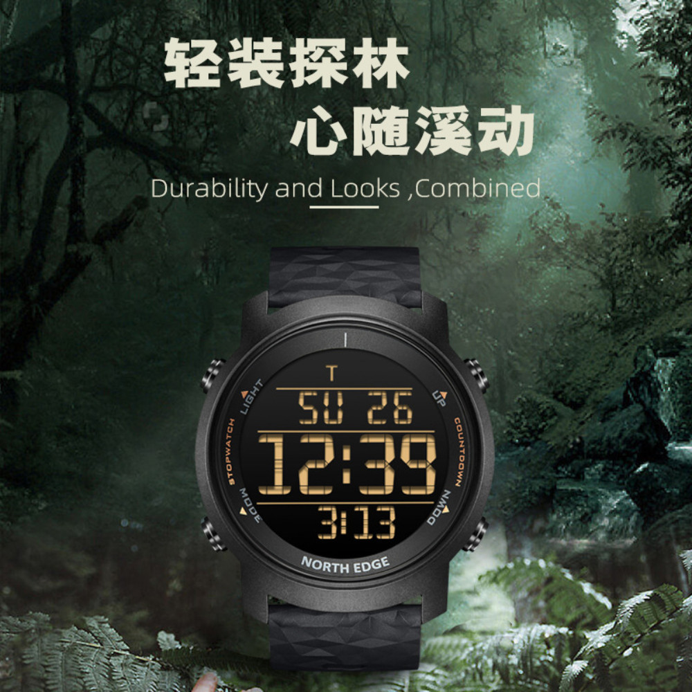 【物語】新款戶外防水金屬電子錶秒錶鬧鐘節拍器智能手錶夜光多功能腕錶