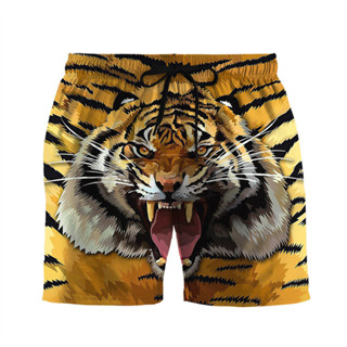 男士 3d 動物印花皮短褲 Tiger Snake Zebra 印花短褲戶外沙灘街頭運動泳衣