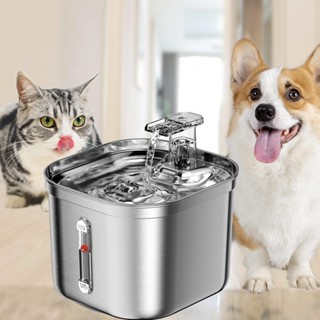 304 不銹鋼 Cat 飲水機 3 個過濾器和超靜音泵 2.2L/73oz 自動狗飲水機水碗,適用於多隻寵物飲水機