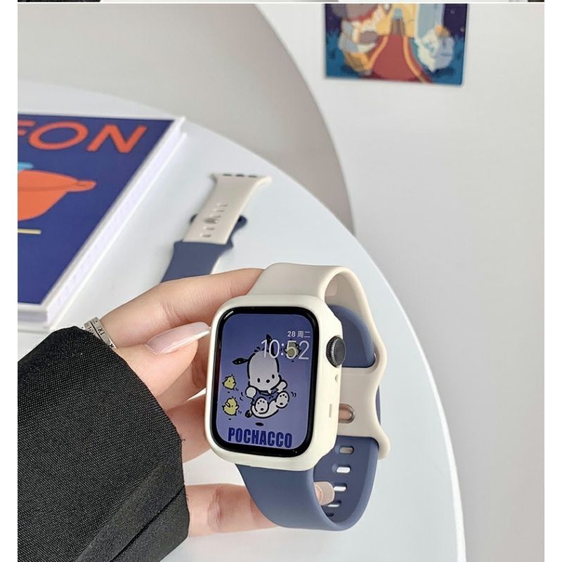 適用s9拼色撞色雙扣s8蘋果手錶錶帶applewatch9手錶帶iwatch7錶帶 情侶錶帶