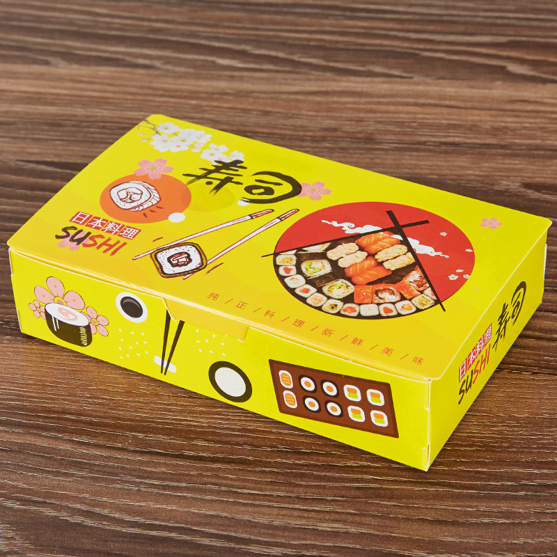 現貨【小吃打包盒】壽司盒 外賣便當盒 紫菜包飯盒 日式壽司飯糰包裝盒 覆膜打包盒