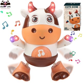 Baby Cow Toy 帶音樂和 LED 燈早教嬰兒奶牛音樂玩具可愛創意學前音樂跳舞奶牛 SHOPSBC0402