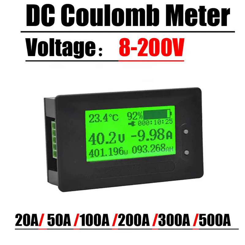 Dc 8-200V 目錄表電池監控容量功率顯示 12V 24V 36V 48V 60V 電動車汽車鉛酸 Lifepo4