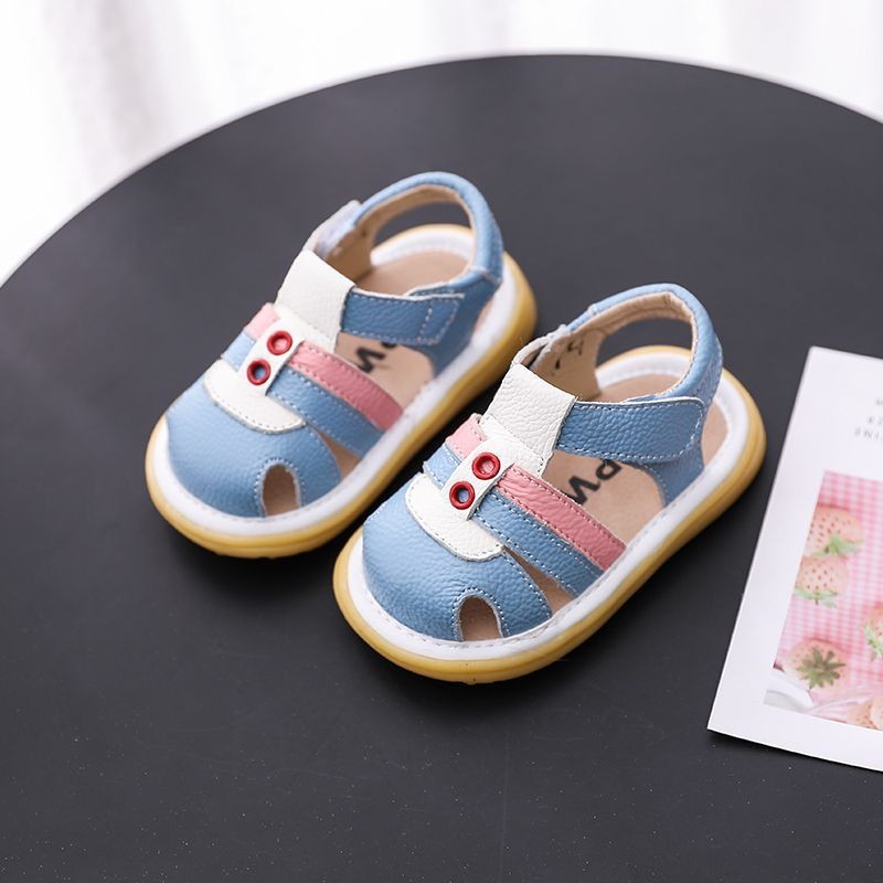 夏季新款一歲寶寶涼鞋軟底0-3男嬰兒真皮包頭學步鞋防滑女不掉鞋