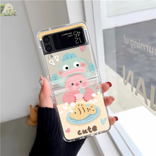 吃飯醜魚海狸 三星Galaxy ZFlip4 OPPO 三星折疊手機殼zflip3 5保護殼 Samsung硬殼防震