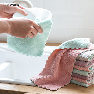 洛陽牡丹 印花雙色雙面吸水洗碗布 不沾油擦手巾 加厚擦桌布毛巾廚房抹布