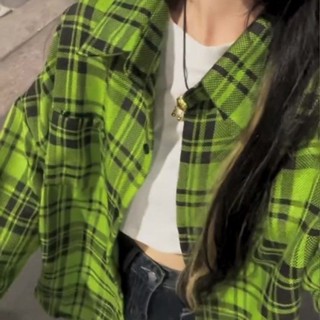 愛依依 長袖襯衫 長袖上衣 格子襯衫 polo衫S-3XL秋季設計感小眾長袖外套上衣-1502.