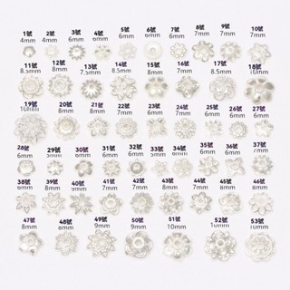 宏雲Hongyun-tc- (100pcs)鍍銀色保色花托花瓣鏤空diy手工飾品配件手鏈項鍊隔珠穿串珠花帽