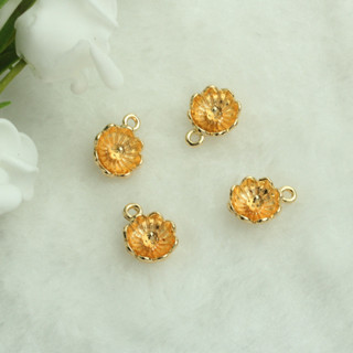 TL-(10pcs)-14k包金圓形花瓣吊墜diy手工飾品配件金色自製項鍊手鏈資料配飾