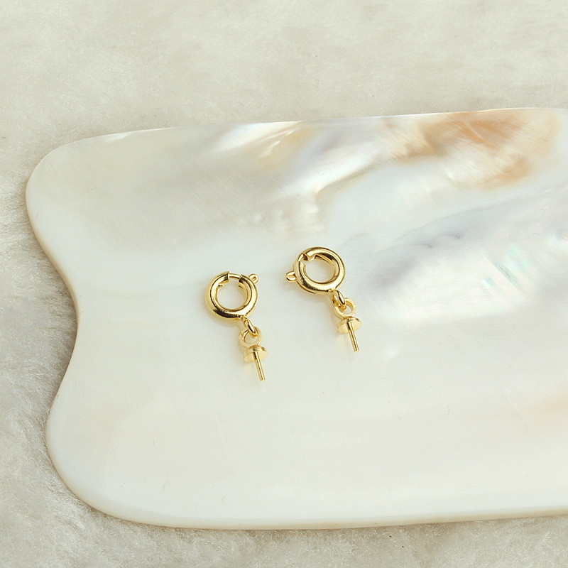 TL-(10pcs)-18k包金保色帶托針彈簧連接扣diy手工飾品配件半孔羊眼針圓扣頭