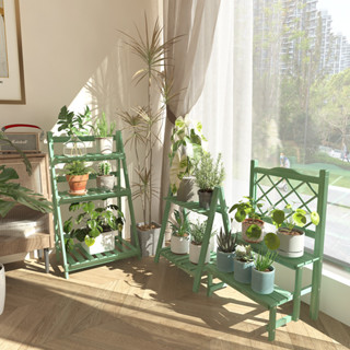 『 MUU 』陽臺小花架植物架復古實木置物架飄窗多肉落地式花架子花盆擺放架