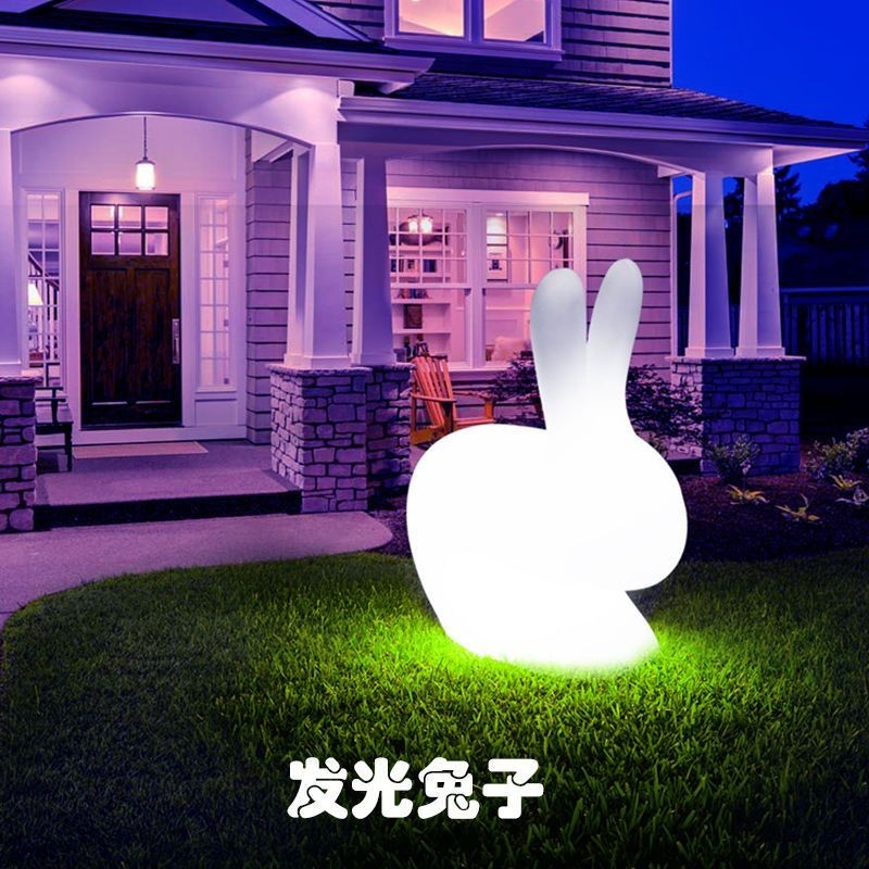浪漫氛圍裝飾 簡易安裝【戶外裝飾】LED發光兔子燈 草坪公園庭院七彩遙控變色戶外防水中秋氣氛燈