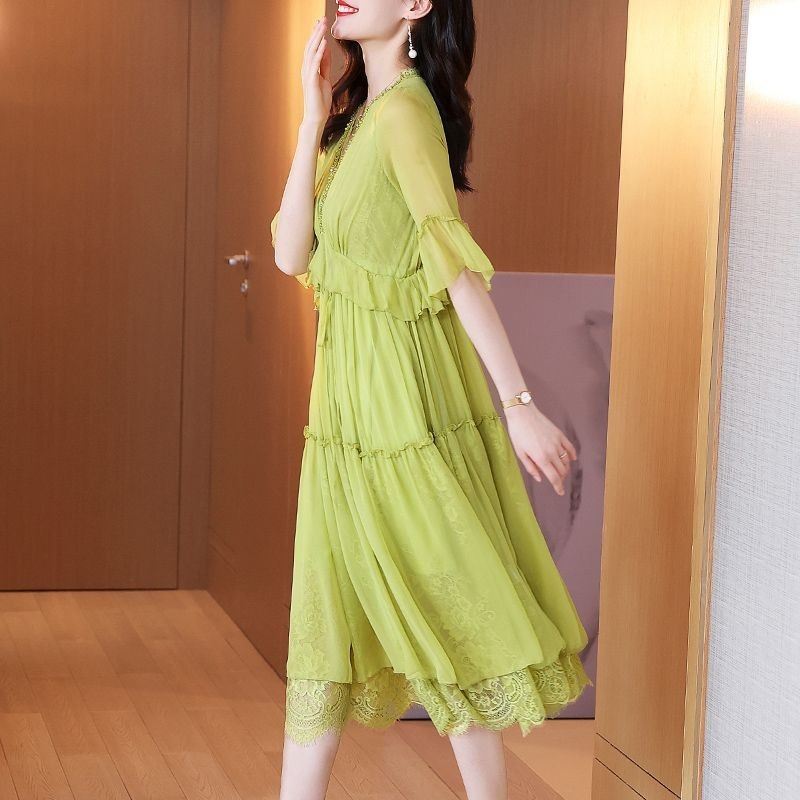 新品上市2022新款酪梨綠氣質緊身裙子設計感長裙8599#