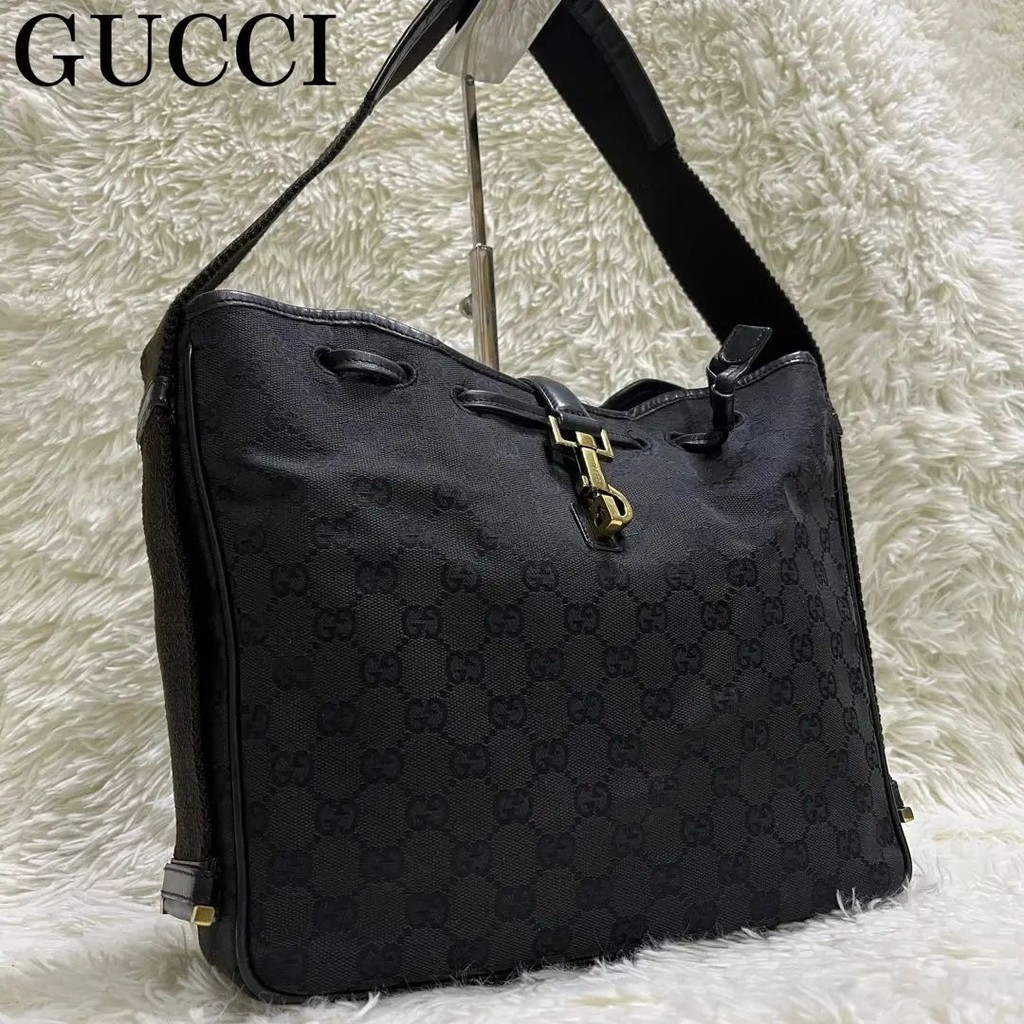 GUCCI 古馳 肩背包 New Jackie 賈姬包 GG Canvas 帆布 皮革 帆布 日本直送 二手