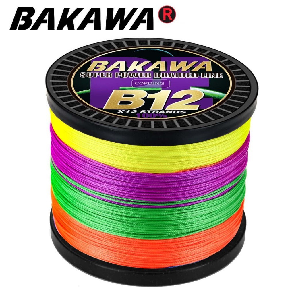 Bakawa 全新釣魚線超強 500M 300M 100M X12 X8 PE 編織釣魚線高強度 12/8 股 1000