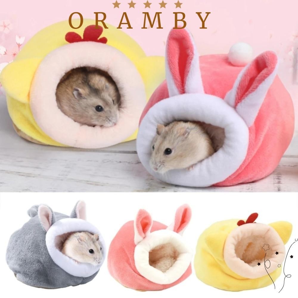 ORAMBEAUTY倉鼠窩,溫暖的房間天鵝絨倉鼠棉屋,寵物用品透氣軟毛絨倉鼠籠小動物