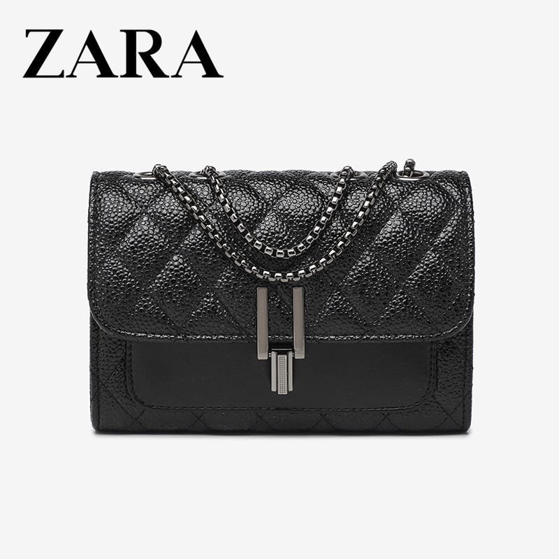 Zara魚子醬包包女新款簡約小香風菱格鏈條包單肩斜跨時尚洋氣女包