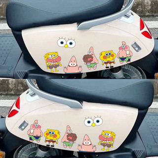 海綿寶寶派大星汽車遮擋劃痕貼紙電動車摩托車卡通趣味裝飾貼防水 v3y1