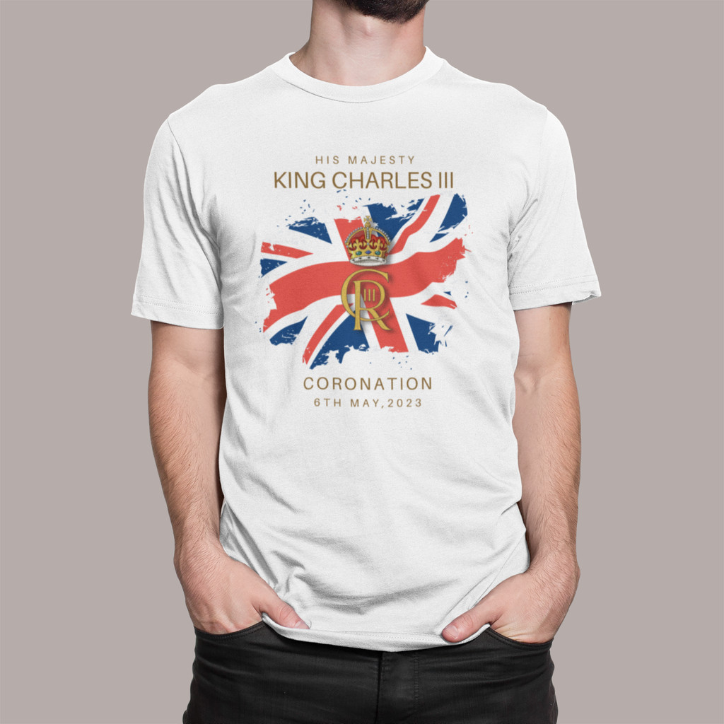 查爾斯國王 Iii 加冕 2023 年英國國旗 T 恤第 6 五月成人男裝