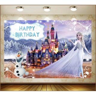 Sy 冰雪奇緣城堡公主生日主題背景橫幅派對裝飾寫真攝影背景布sy