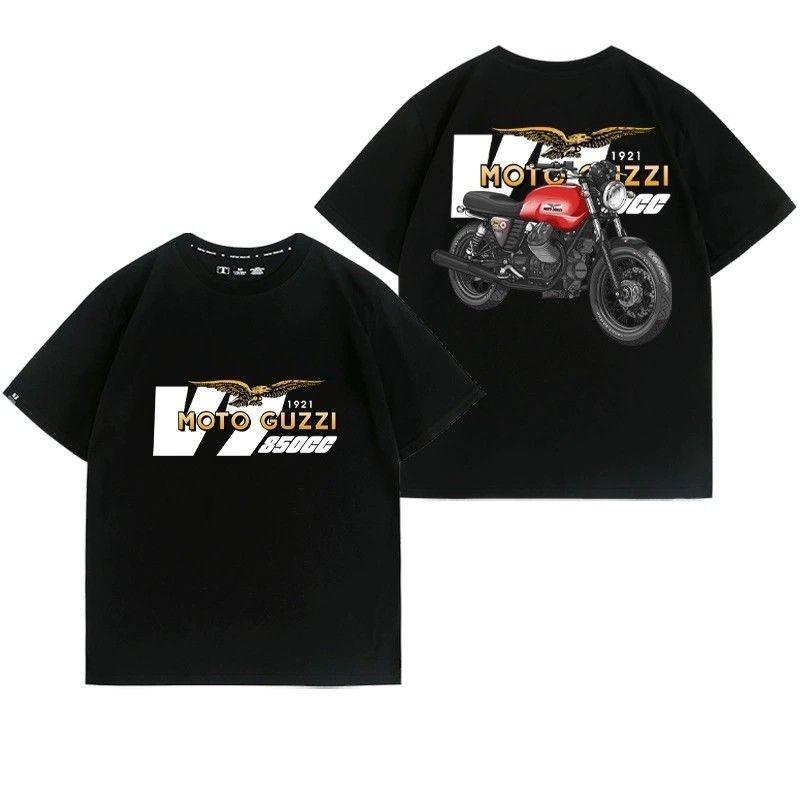 MOTO GUZZI復古機車短袖V85 TT V7 V9 Bobber GT8V戶外騎行純棉T恤