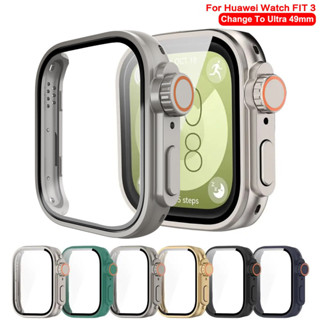 適用於華為 Watch Fit 3 智慧手錶更換為 Ultra2 PC 保護殼 + 玻璃配件的 Ultra 螢幕保護膜