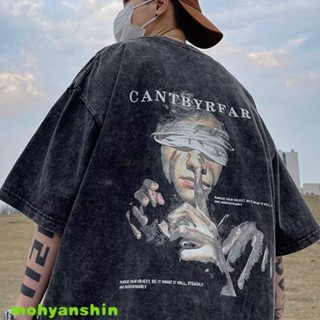 水洗做舊重磅短袖T恤男夏oversize歐美潮牌潮流美式複古半袖體恤寬鬆oversize 潮流街頭風 日常百搭必備