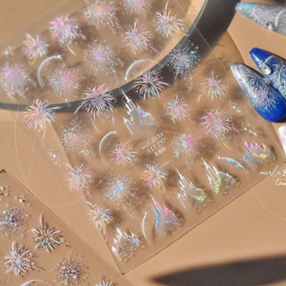 夢幻城堡煙花指甲貼閃亮煙花夢幻色彩美麗煙花指甲貼diy貼紙美甲裝飾