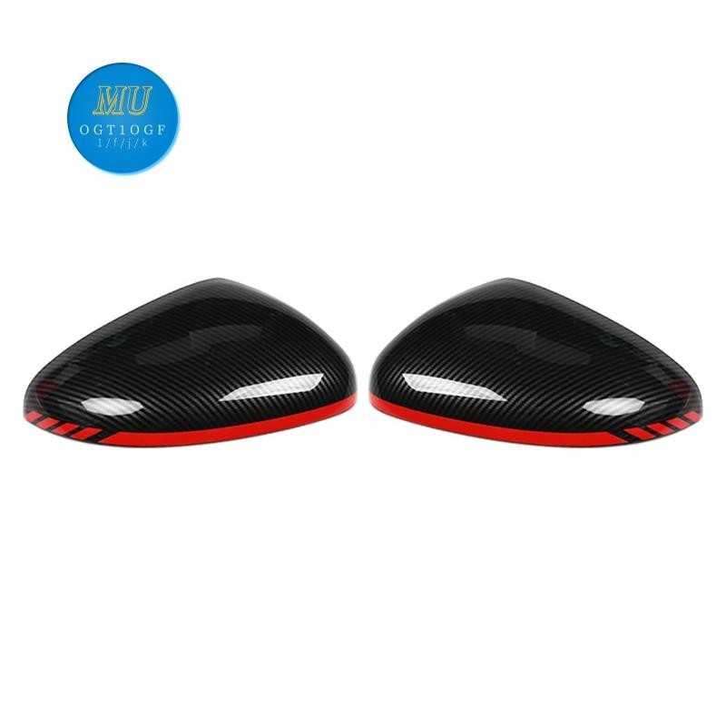 HONDA 碳纖維適用於本田 FIT 2021 1 對後視鏡罩側翼後視鏡罩蓋帶紅邊
