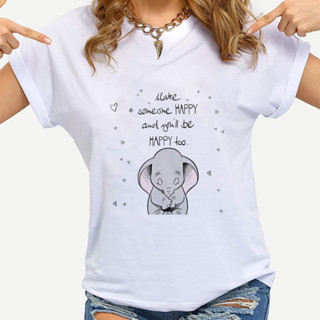 Elephant Dumbo時尚可愛夏季大象小飛象上衣休閒簡約短袖T恤女insmoxuan888