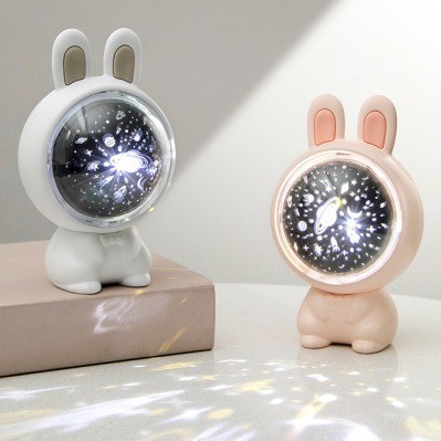 小兔子星空投影燈LED萌兔投影USB充電小夜燈氛圍夜燈生日兒童禮物