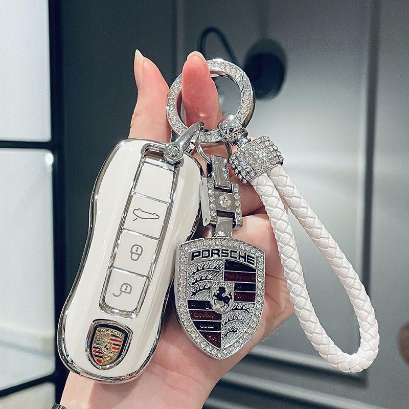 保時捷鑰匙殻適用帕拉梅拉車718扣卡宴女macan瑪卡taycan套911鑰匙包