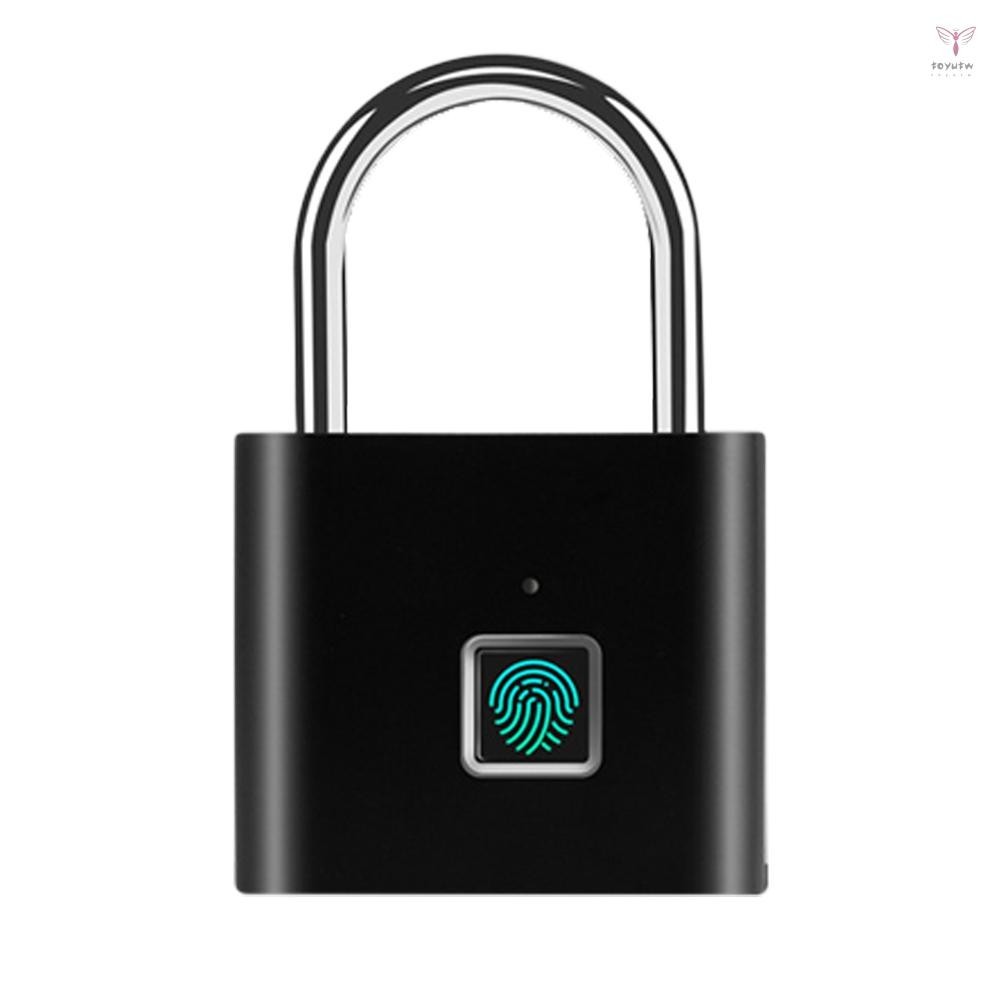 指紋掛鎖帶 USB 充電超輕智能安全電子鎖,適用於門、抽屜、櫥櫃、手提箱、自行車