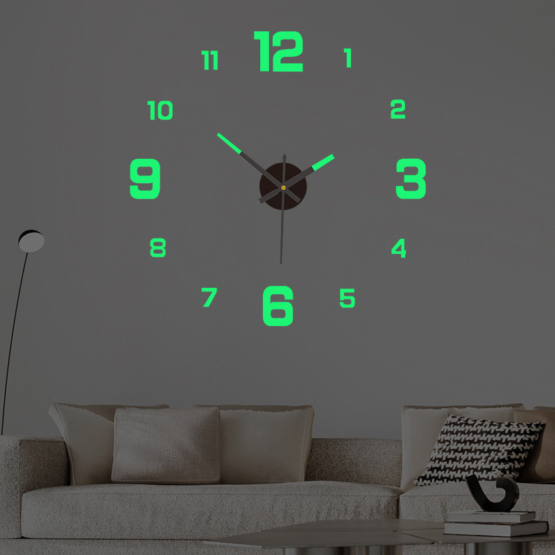 創意數字夜光時鐘個性家用diy掛鐘免打孔裝飾牆貼鐘錶亞克力壁鐘