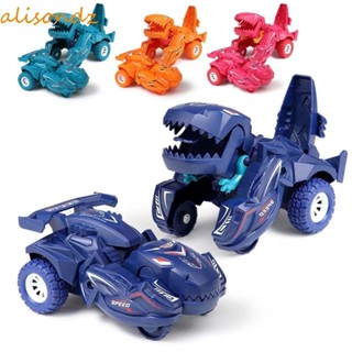 ALISOND1恐龍變形車孩子們有創造力的慣性滑動恐龍車迴力車自動變形玩具特技車玩具恐龍機器人汽車玩具