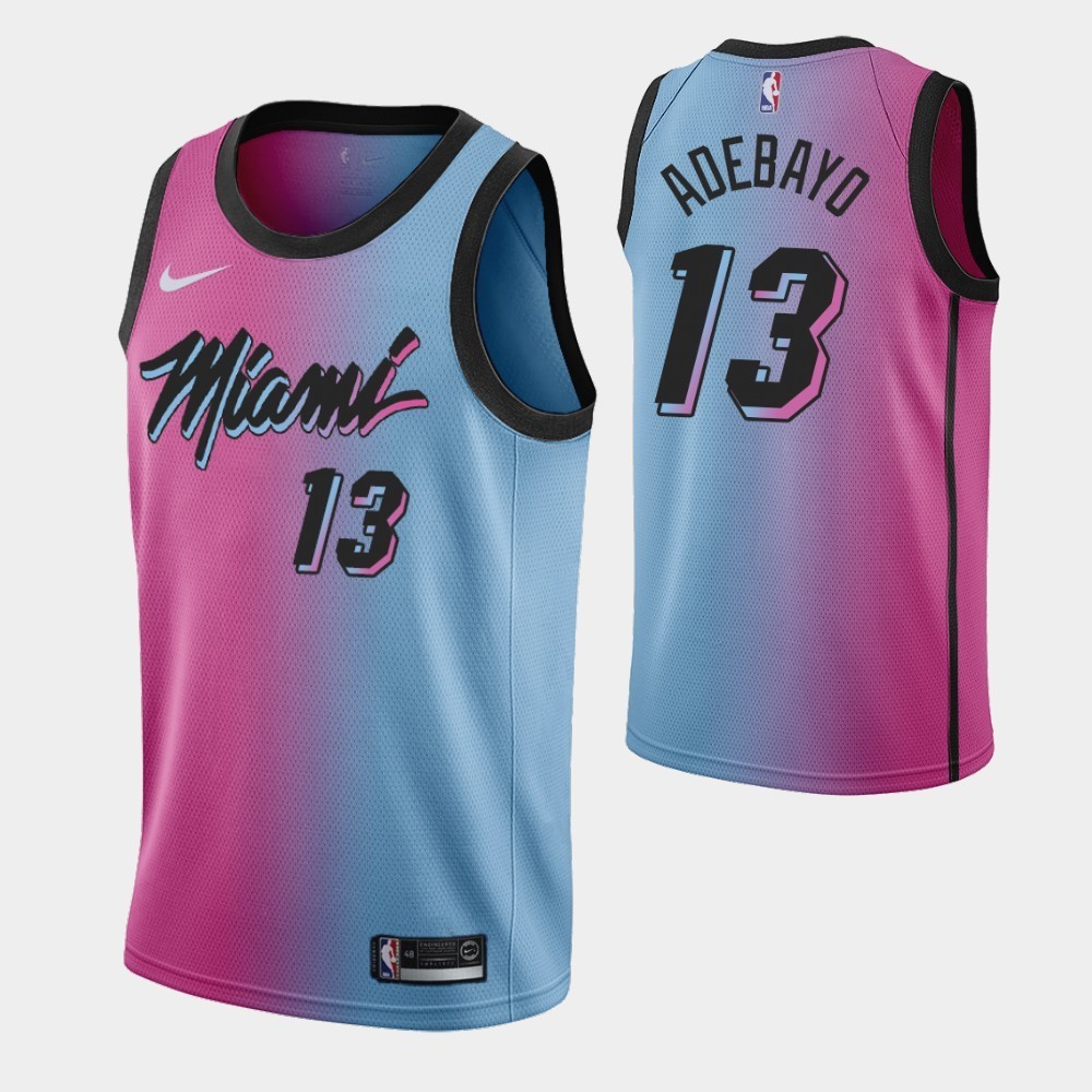 2020-21 男式全新原創 NBA 邁阿密熱火 #13 Bam Adebayo 城市版球衣熱壓彩虹