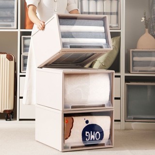 收納箱抽屜式衣服透明整理箱家用衣物儲物櫃子衣櫃塑膠內衣收納盒