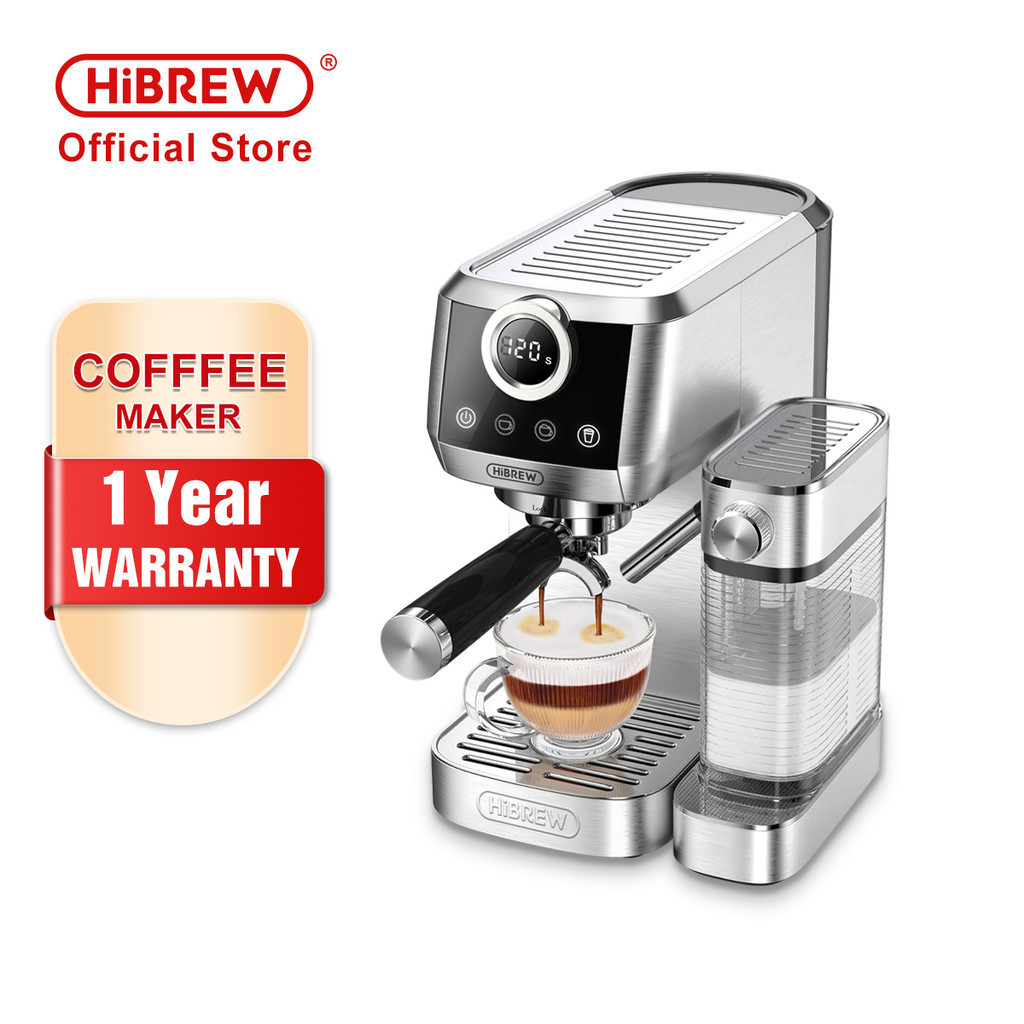 Hibrew 3 合 1 半自動濃縮咖啡卡布奇諾拿鐵咖啡機自動奶泡咖啡粉不銹鋼 H13A