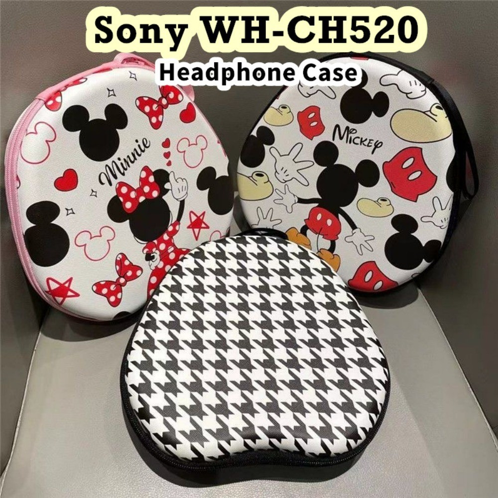 【高品質】適用於索尼 Wh-ch520 耳機套簡約卡通耳機耳墊收納袋外殼盒