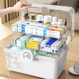 、日本家用藥箱家庭裝藥物收納盒特大容量醫藥箱多層兒童藥品小藥盒