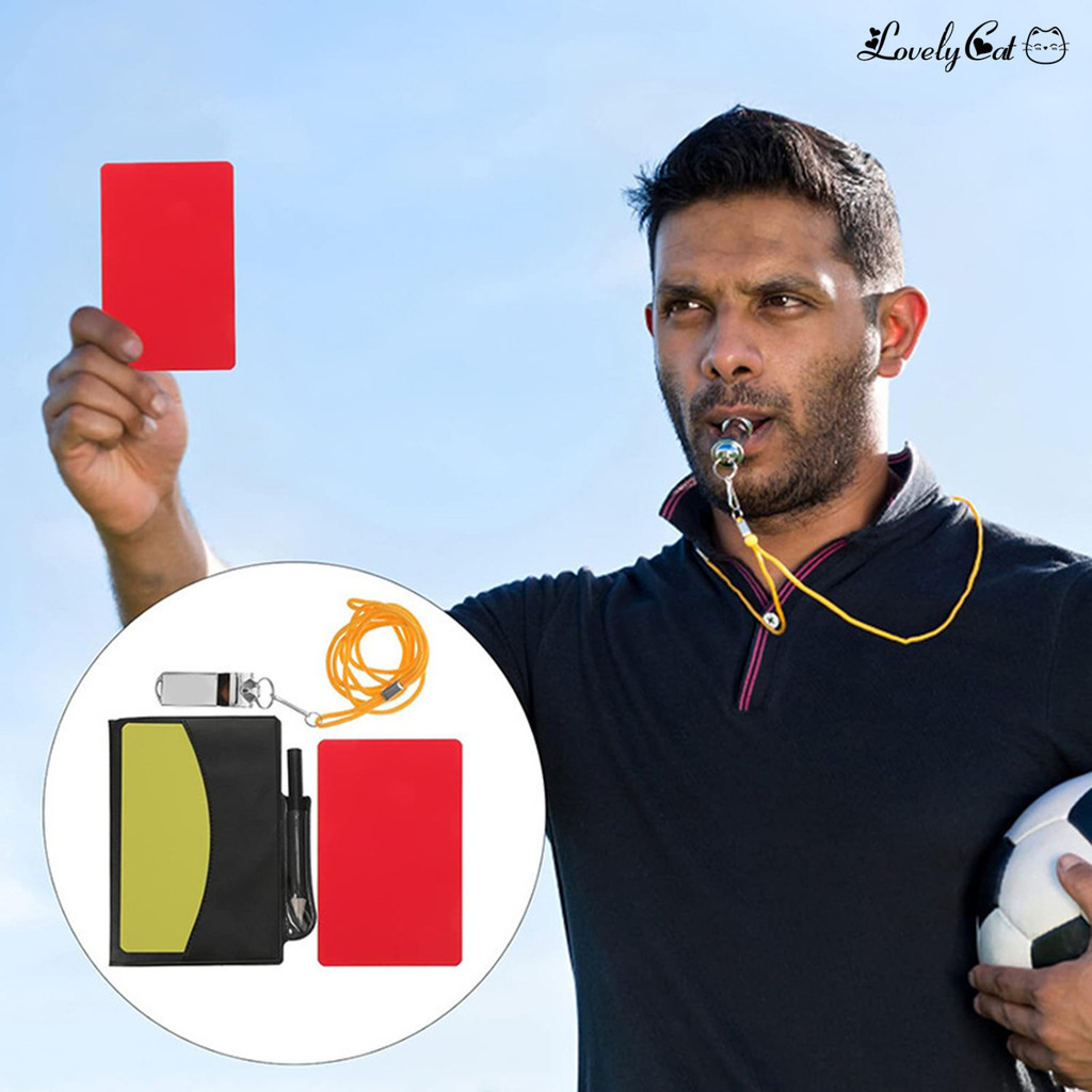 【開拓者】AMZ 足球裁判紅黃牌專業比賽記錄用具帶皮套帶筆裁判記錄判罰牌紅黃牌