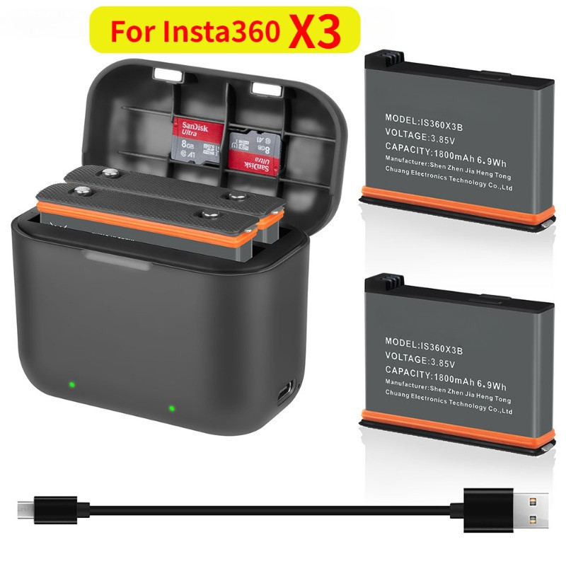 適用於 Insta360 ONE X3 電池充電器 1800mah 相機 360 全景運動相機電池配件適用於 Insta