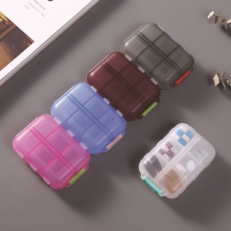熱賣#便攜式可印格小分裝三層藥丸logo摺疊收納盒藥盒藥盒塑膠藥片12MQ5L 0BIO