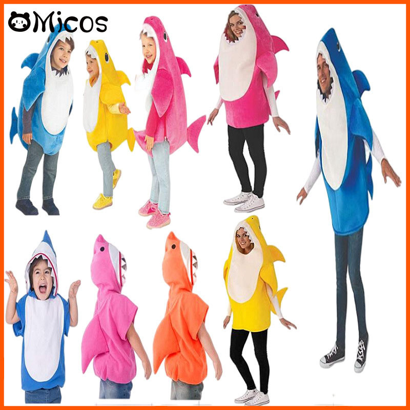 新款兒童萬聖節服裝三色小鯊魚連體衣角色扮演鯊魚表演服裝