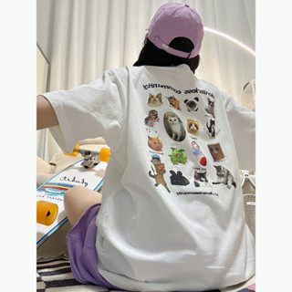 【Aonu】XH 100%純棉 純棉 T恤 趣味卡通 印花 短袖T恤 ins風 潮流衣服 原宿風上衣 寬鬆 運動上衣