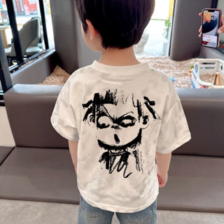 米粒BOYS 新款兒童哪吒T恤100%純棉男女童插肩短袖新款上衣韓版扎染時髦洋氣T恤
