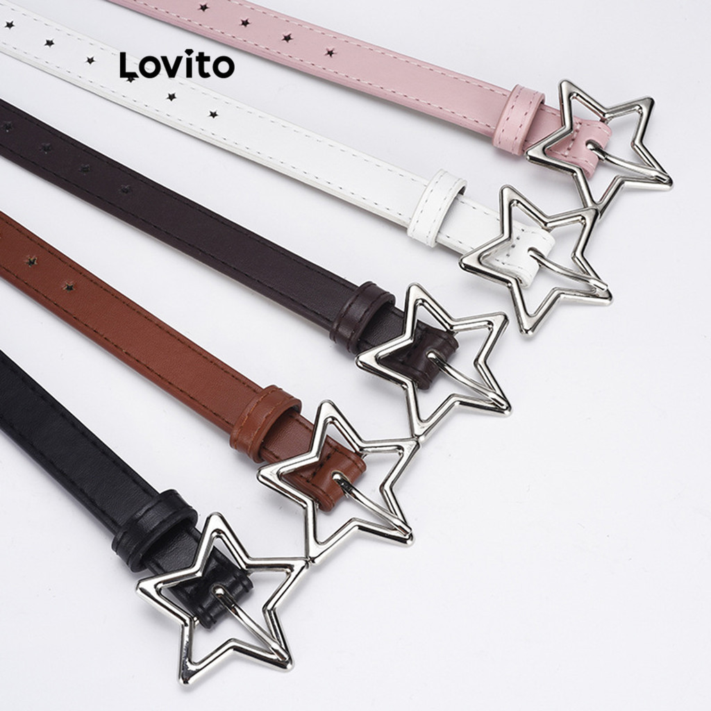 Lovito Cute Stars 星星腰帶 馬卡龍色腰帶 女式 LFA26378