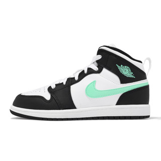 Nike 童鞋 Jordan 1 Mid PS 中童 黑 白 綠 喬丹 小朋友 [ACS] DQ8424-103